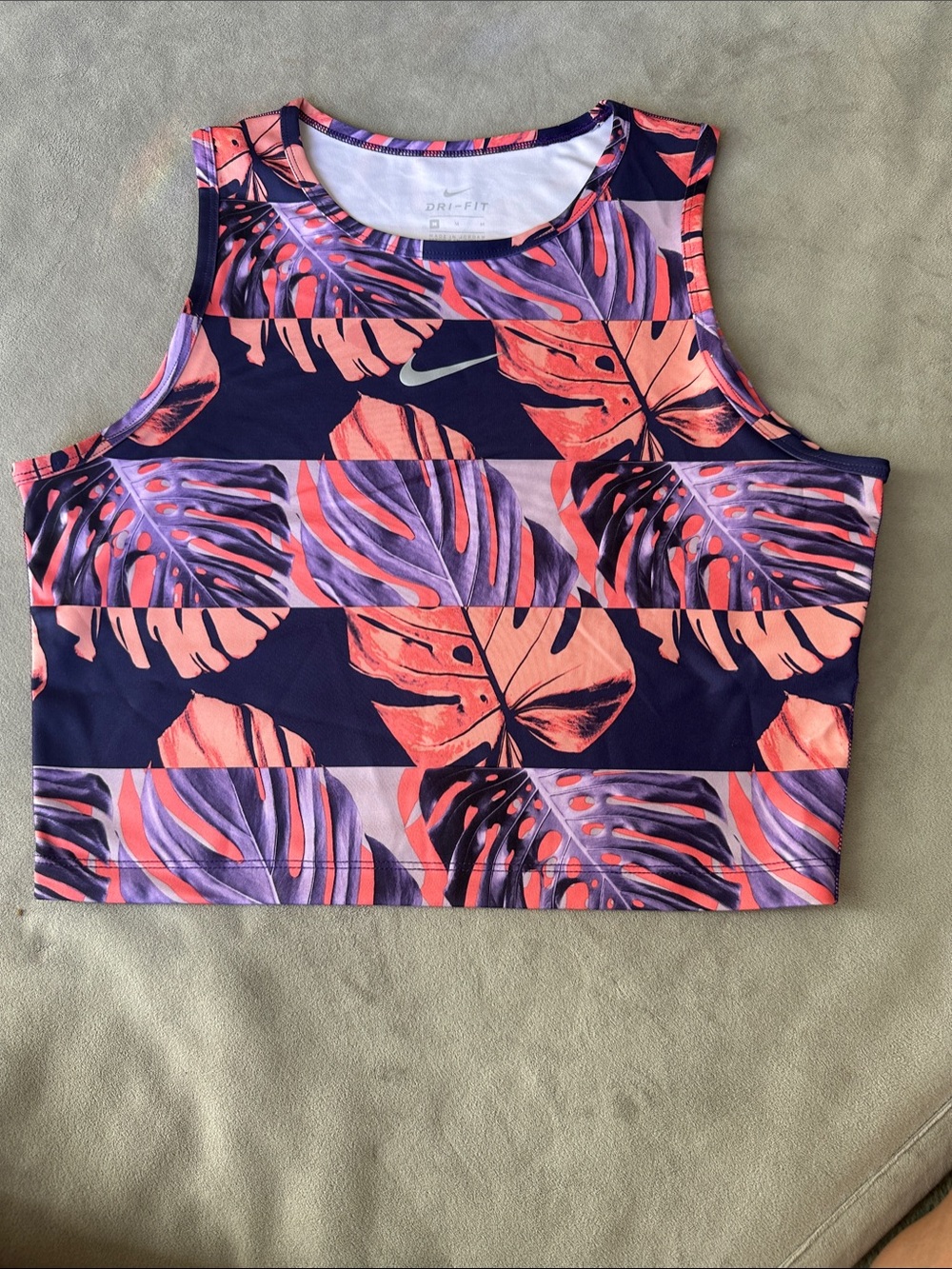 Nike Women’s Coral Pink & Purple Tropical Dri-FIT Swim Crop Top
